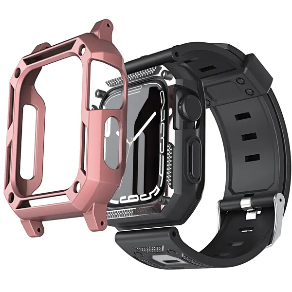Bizon Strap + Case Watch Armor Apple Watch 44 / 45mm light pink
