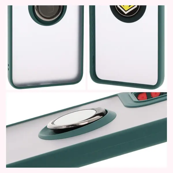 Bizon Case Hybrid Ring Motorola Moto G35 5G smoky with a dark green frame
