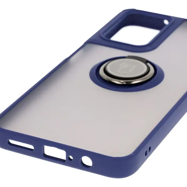 Bizon Case Hybrid Ring Motorola Moto G35 5G smoky with a navy blue frame