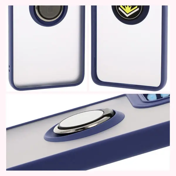Bizon Case Hybrid Ring Motorola Moto G55 5G smoky with a navy blue frame