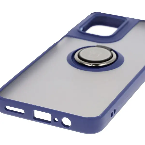 Bizon Case Hybrid Ring Motorola Moto G55 5G smoky with a navy blue frame