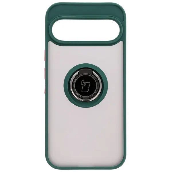 Bizon Case Hybrid Ring Google Pixel 9 / 9 Pro smoky with a dark green frame