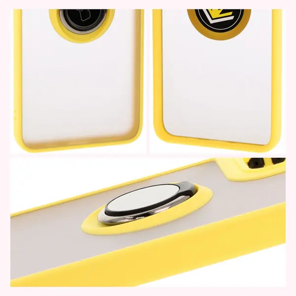 Bizon Case Hybrid Ring Motorola Moto G35 5G smoky with a yellow frame