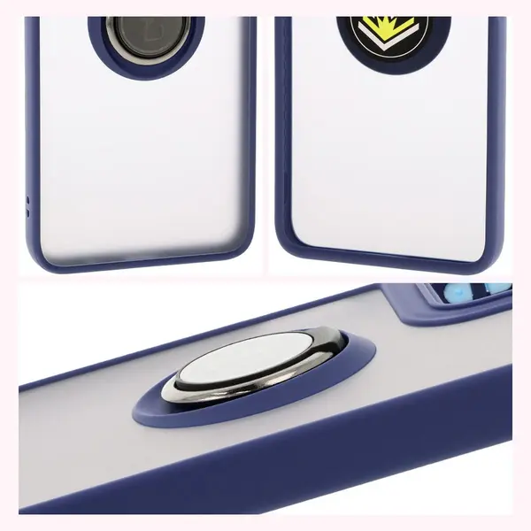 Bizon Case Hybrid Ring Motorola Moto G35 5G smoky with a navy blue frame