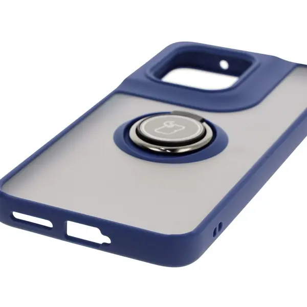 Bizon Case Hybrid Ring Motorola Edge 50 Neo smoky with a navy blue frame