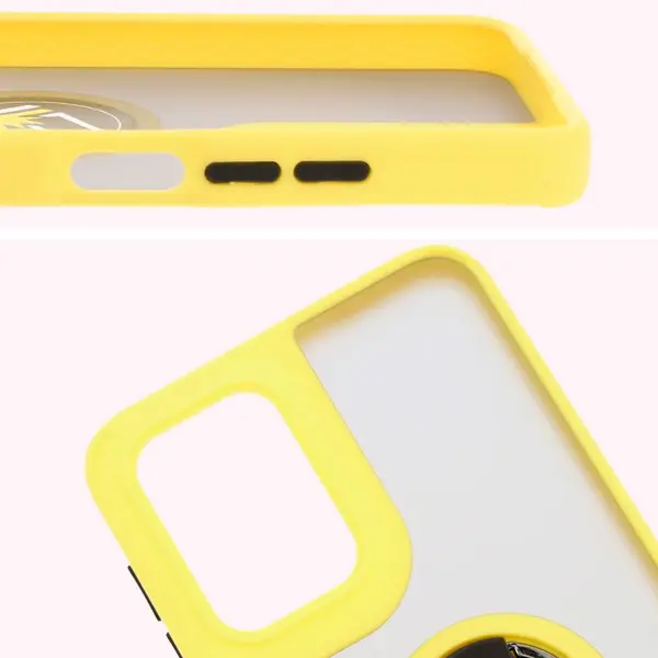Bizon Case Hybrid Ring Motorola Moto G55 5G smoky with a yellow frame