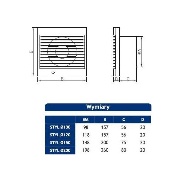 Dospel Dospel STYL 150 S 007-0005 ανεμιστήρας τοίχου μπάνιου σπιτιού 6696042 5901560500137