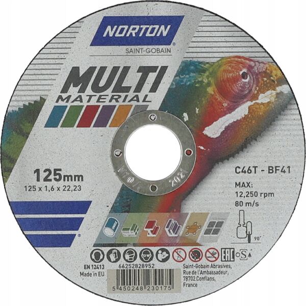 Δίσκος κοπής Norton Clipper C46T-125x1.6x22.23-T41 NOR-Πολλαπλών χρήσεων 7938852 5450248230175