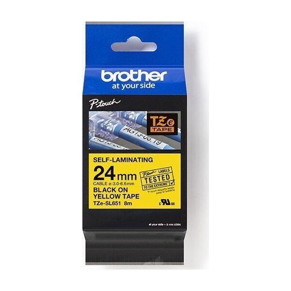Brother Brother oryginalny taśma do drukarek etykiet, Brother, TZE-SL651, czarny druk/żółty podkład, laminowane, 8m, 24mm
