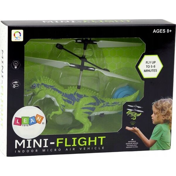 LeanToys Latający Dinozaur Helikopter Sterowany Ręką Zielony