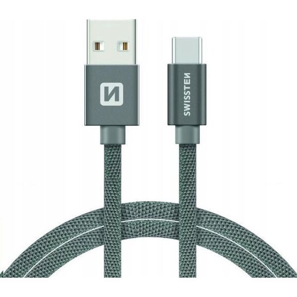 Καλώδιο Swissten Universalus Swissten Textile USB-C 3.1 καλώδιο USB, 2.0 m, pilkos spalvos 5607966 8595217455344