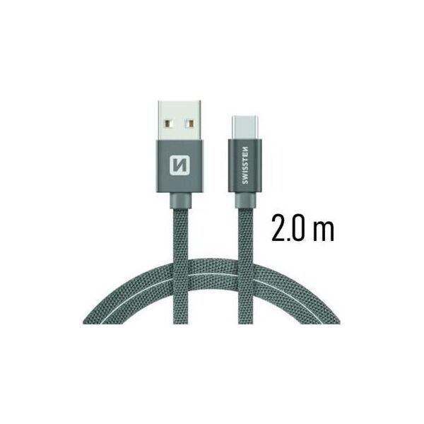 Καλώδιο Swissten Universalus Swissten Textile USB-C 3.1 καλώδιο USB, 2.0 m, pilkos spalvos 5607966 8595217455344