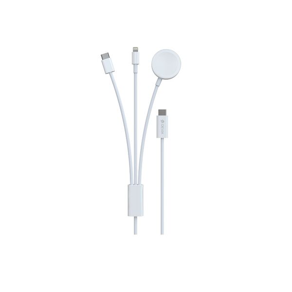 Devia cable 3in1 Smart EA520 USB-C - USB-C + Lightning white with inductive magnetic charger for Apple Watch 6942297109544