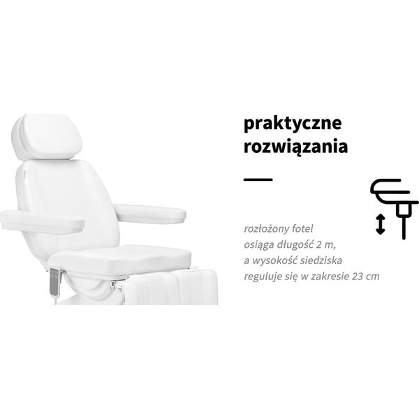 Activeshop Elektryczny fotel kosmetyczny SILLON CLASSIC 2 silniki pedi biały