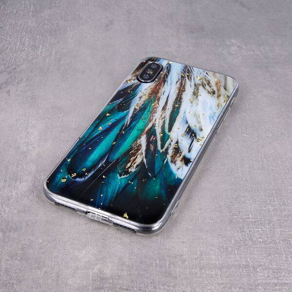 Gold Glam case for Samsung Galaxy S24 FE feathers 5906961953155