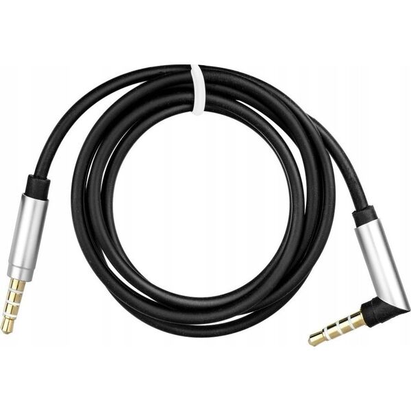 Kabel OEM Kabel AUX Jack 3,5 mm (męski) do Jack 3,5 mm (męski) pod kątem 90 stopni 1 m czarny