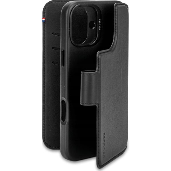 Decoded Decoded Leather Detachable Wallet - skórzana obudowa ochronna do iPhone 16 Plus kompatybilna z MagSafe (black)