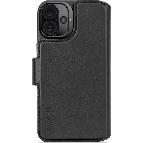 Decoded Decoded Leather Detachable Wallet - skórzana obudowa ochronna do iPhone 16 Plus kompatybilna z MagSafe (black)