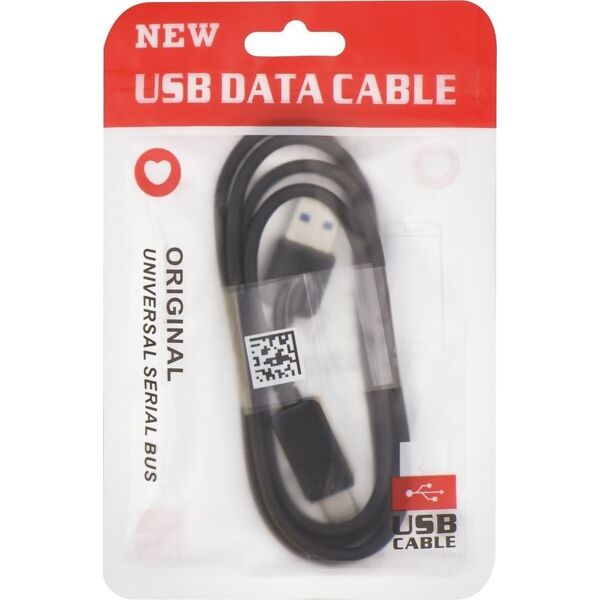 Kabel USB Partner Tele.com USB-A - USB-C 1 m Czarny