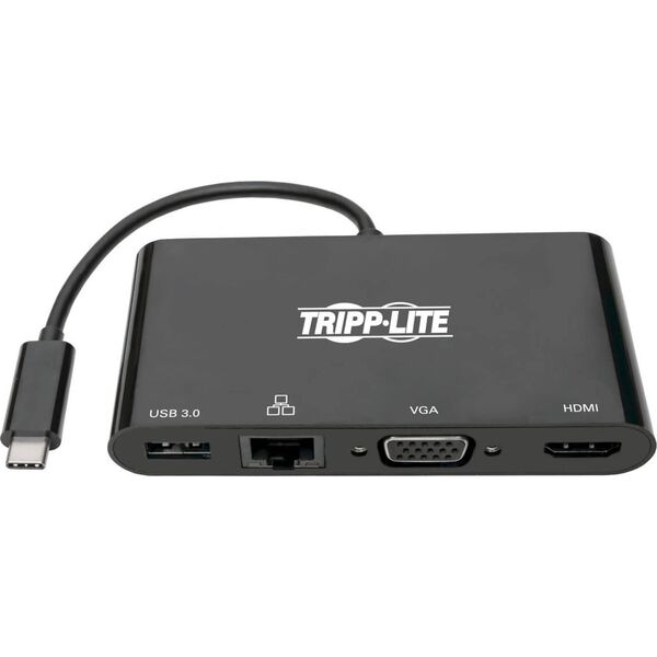 Wieloportowy adapter USB-C 4K HDMI, VGA, USB-A, GbE, HDCP U444-06N-HV4GUB Czarny