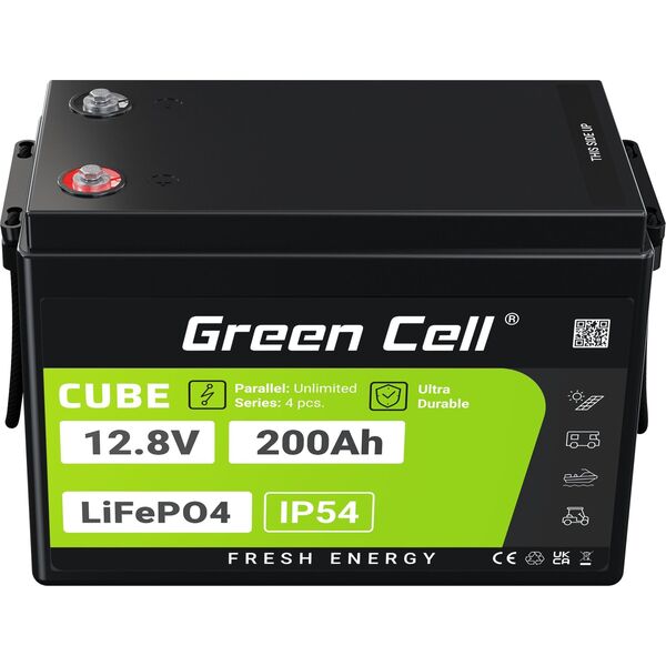 Green Cell Green Cell CUBE Akumulator LiFePO4 200Ah 12.8V 2560Wh Litowo-Żelazowo-Fosforanowy do Kampera, Paneli solarnych, Foodtrucka