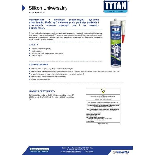 Tytan SILIKON TYTAN EURO-LINE 280ML BEZBARWNY