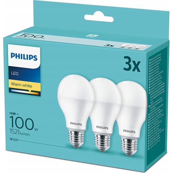 Philips Philips LED Lamp E27 3-Pack 100W 2700K