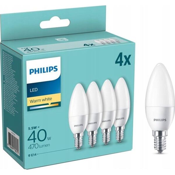 Philips Philips LED Lamp E14 4-pack candle     40W 2700K