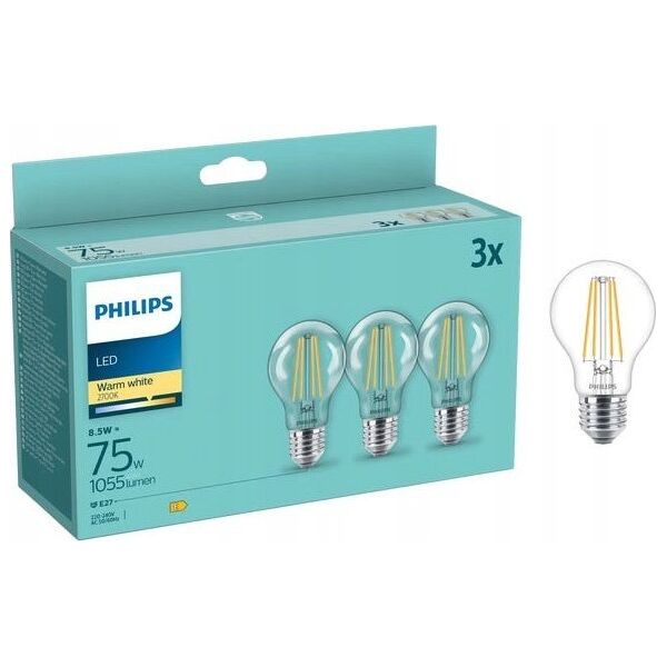Philips Philips LED Lamp E27 3-Pack 75W 2700K Filament