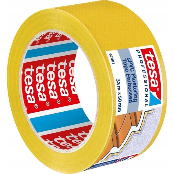 Tesa Tesa Plastering Tape, sPVC 33m x 50mm embossed yellow 67001