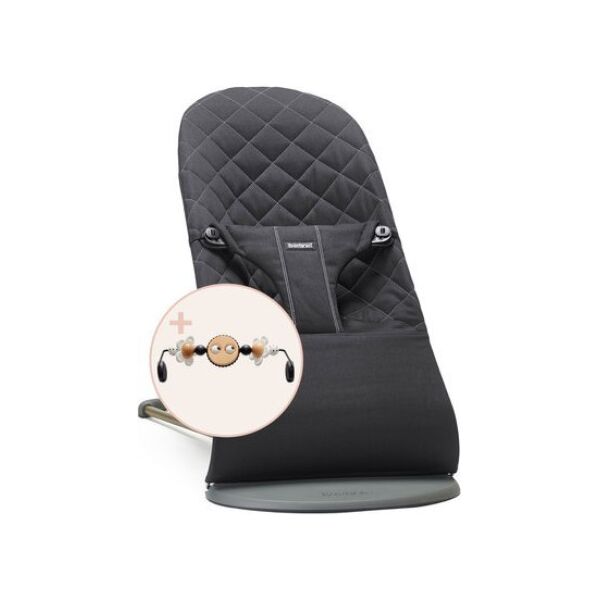BabyBjorn BABYBJORN bouncer BLISS Cotton Classic Quilt, black + toy, 606130