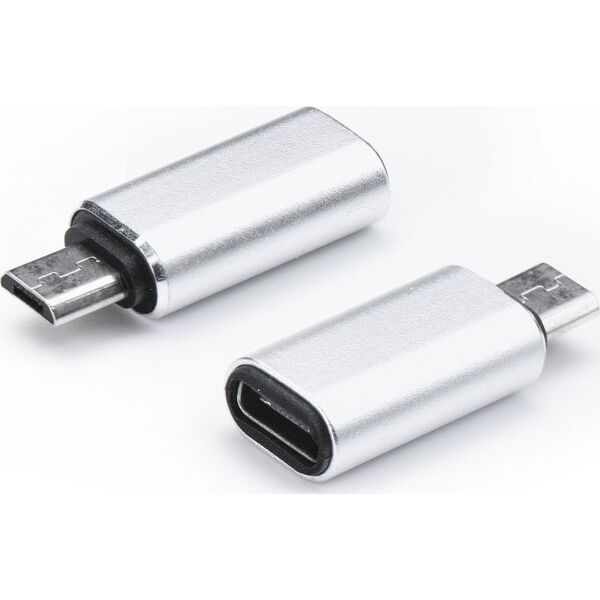 Adapter USB Partner Tele.com USB-C - microUSB Srebrny