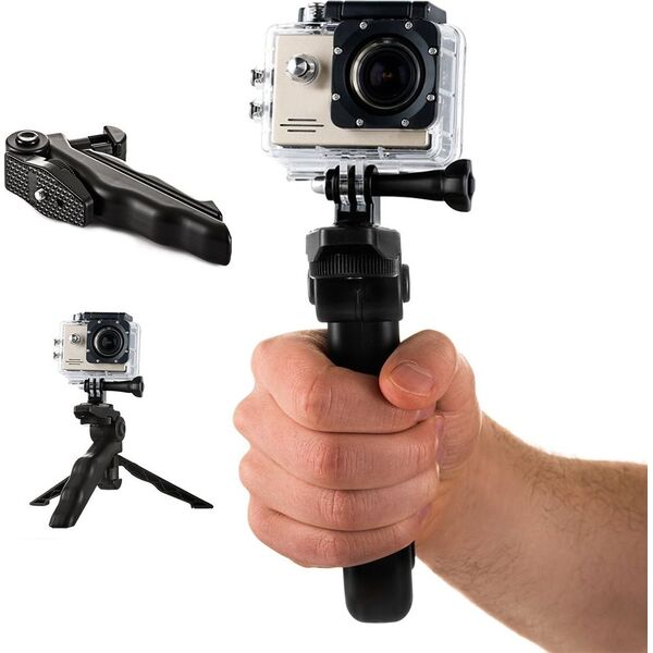 Hurtel Uchwyt z mini statywem do kamer sportowych GoPro SJCAM czarny uniwersalny