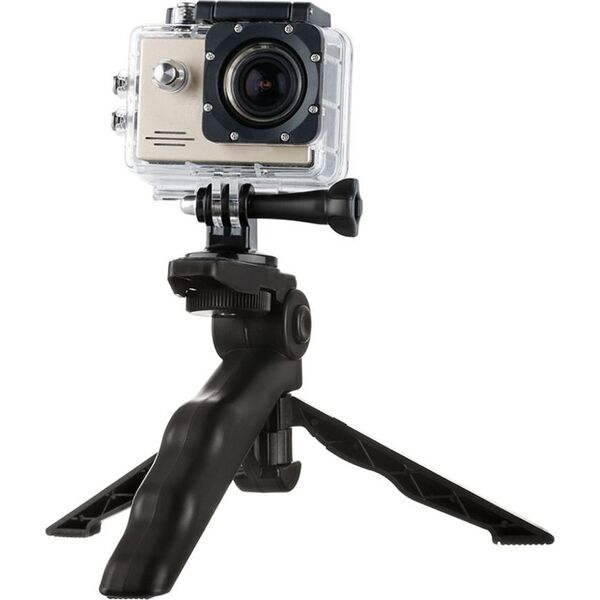 Hurtel Uchwyt z mini statywem do kamer sportowych GoPro SJCAM czarny uniwersalny