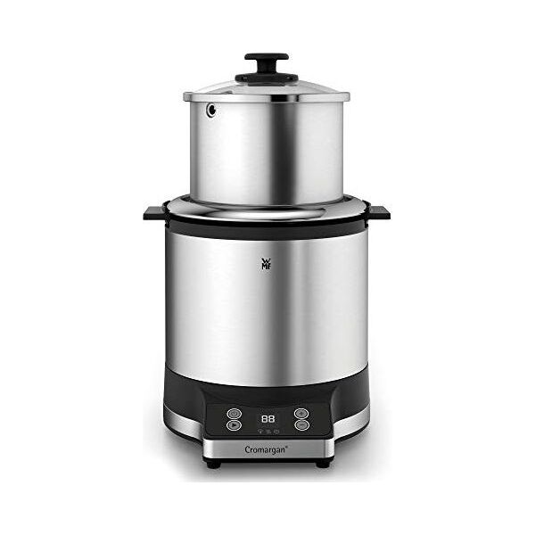 WMF Kuchenka do gotowania ryżu WMF mini (220 W, z pudełkiem na lunch, parowcem, oszczędzająca miejsce, wewnętrzna doniczka z pokrywką na wynos (1,0 l)) cromargan mat