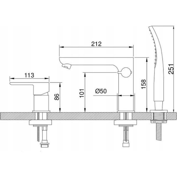 Bateria wannowa Sourcing 3- HOLE BATH TUB MIXER SIROS CHROME