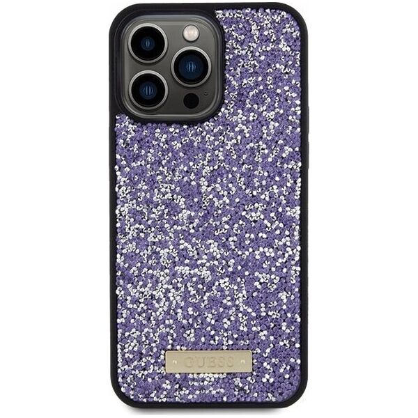 Etui Guess GUHCP15XPFGSBSP Apple iPhone 15 Pro Max hardcase Rhinestone Metal Logo fioletowy/purple