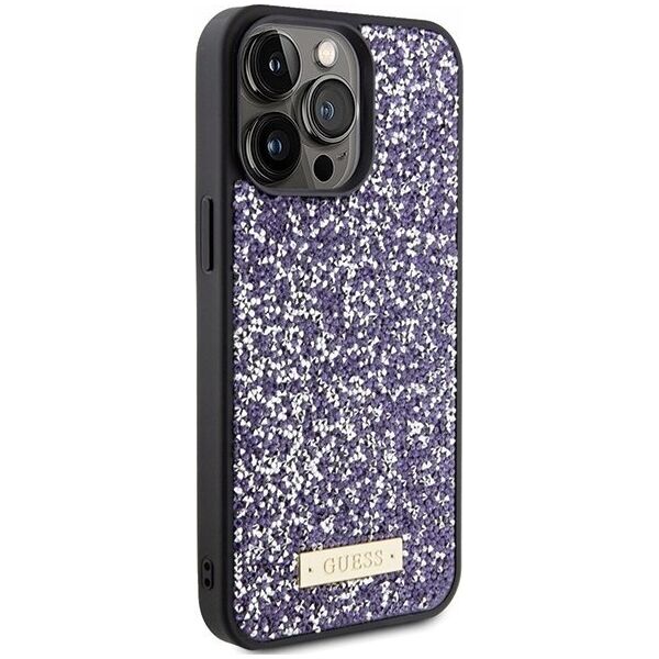 Etui Guess GUHCP15XPFGSBSP Apple iPhone 15 Pro Max hardcase Rhinestone Metal Logo fioletowy/purple