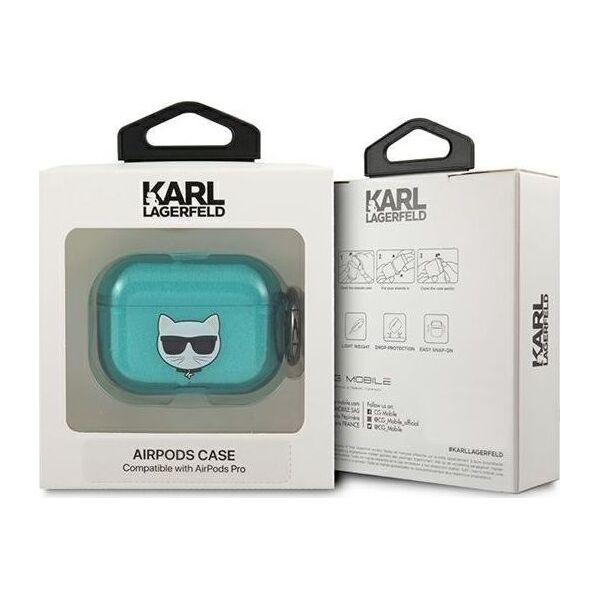 Karl Lagerfeld Etui ochronne KLAPUCHFL Choupette do AirPods Pro niebieskie