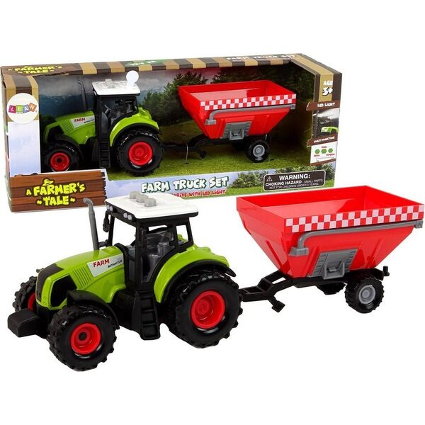 LeanToys Traktor Farma Odpinana Przyczepa Na Zboże Dźwięk Zielony