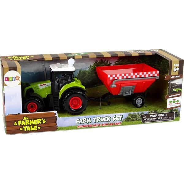 LeanToys Traktor Farma Odpinana Przyczepa Na Zboże Dźwięk Zielony