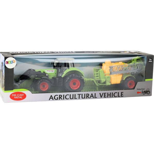 LeanToys Traktor Rolniczy Koparka Z Opryskiwaczem Napęd Zielony