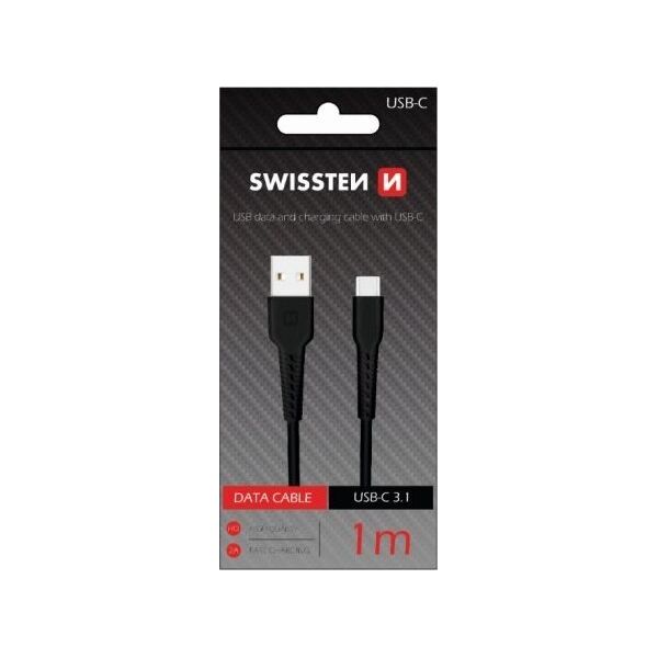 Kabel USB Swissten Swissten Basic Universāls Quick Charge 3.1 USB-C Datu un Uzlādes Kabelis 1m Melns