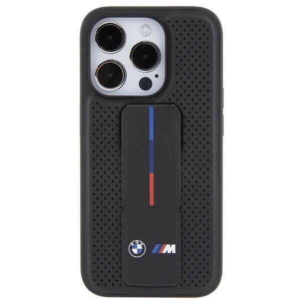 Original Case APPLE IPHONE 15 PRO MAX BMW Hardcase Grip Stand Smooth & Perforated (BMHCP15XGSPPRK) black 3666339204594