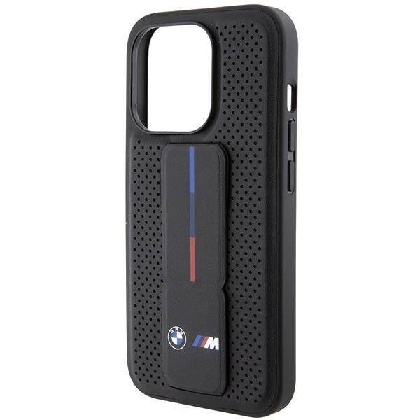 Original Case APPLE IPHONE 15 PRO MAX BMW Hardcase Grip Stand Smooth & Perforated (BMHCP15XGSPPRK) black 3666339204594