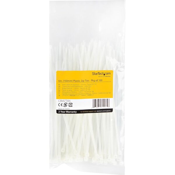 Organizer StarTech 100 PACK 6 CABLE TIES -WHITE