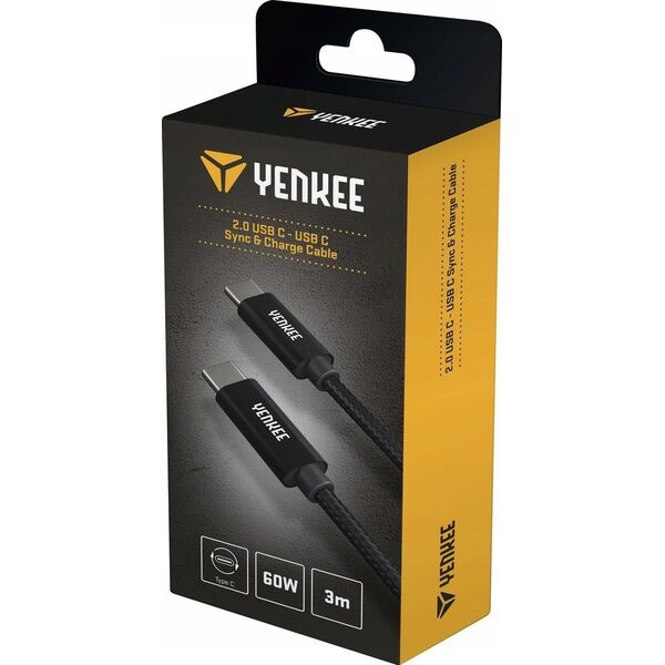Adapter USB Yenkee YCU C103 BK Kabel USB C-C 2.0/ 3m YENKEE