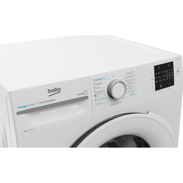Pralka Beko BEKO Washing machine BM3WFSU37013WW, 7 kg, Energy class A, 49.6 cm, 1000 rpm, Inverter motor, Steam Cure