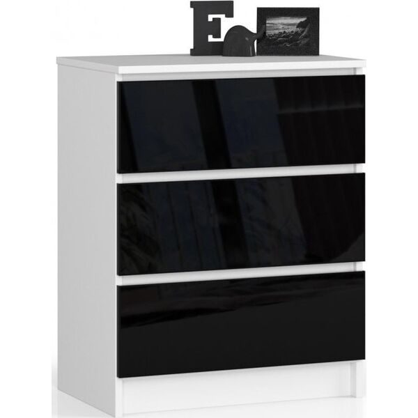 Fabryka Mebli Akord KOMODA K 60 cm 3 SZUFLADY AKRYL CZARNY WYSOKI POŁYSK