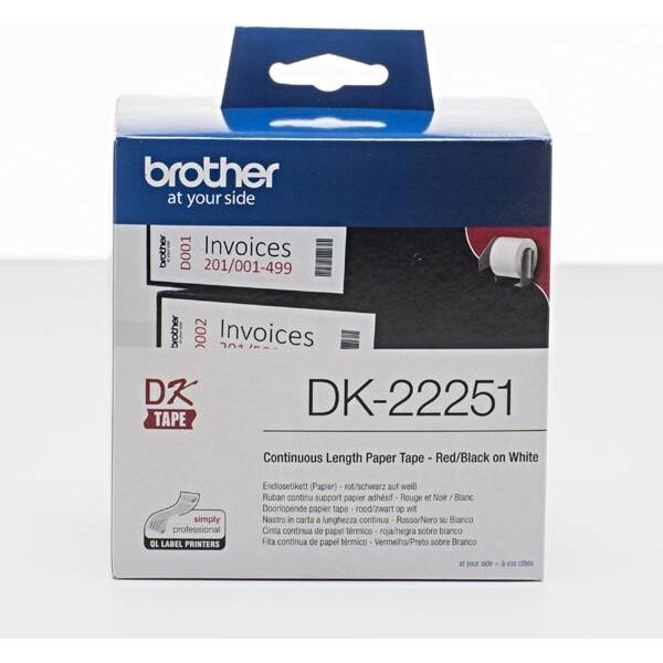 Brother Taśma Brother Continuous Paper roll 62mm Black & Red on white - DK22251